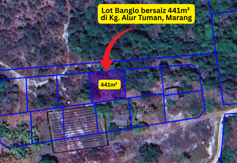 Tanah Lot Banglo bersaiz 441m²  di Kg. Alur Tuman, Marang, Terengganu sebelah Sekolah Memandu Arinah