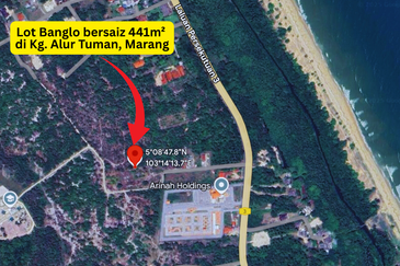 Tanah Lot Banglo bersaiz 441m²  di Kg. Alur Tuman, Marang, Terengganu sebelah Sekolah Memandu Arinah