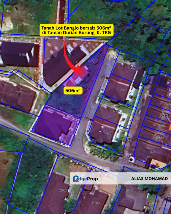 Tanah Lot Banglo bersaiz 506m²  di Taman Durian Burung, Kubang Parit, Terengganu, Terengganu, Kuala Terengganu