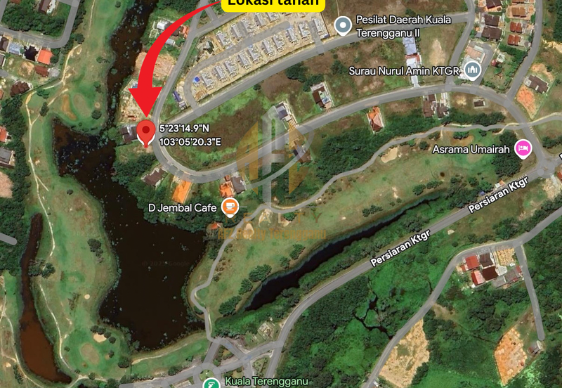 Tanah Lot Banglo bersaiz 660m²  di Kuala Terengganu Golf Resort (KTGR), Tok Jembal, Terengganu mangadap Tasik & Padang Golf