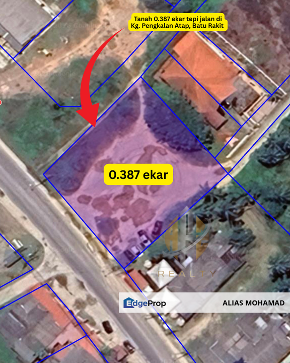 Tanah Gred A bersaiz 0.387 ekar  di Kg. Pengkalan Atap, Batu Rakit, Terengganu tepi Jalan Utama Kuala Terengganu - Kota Bharu, Terengganu, Bukit Rakit