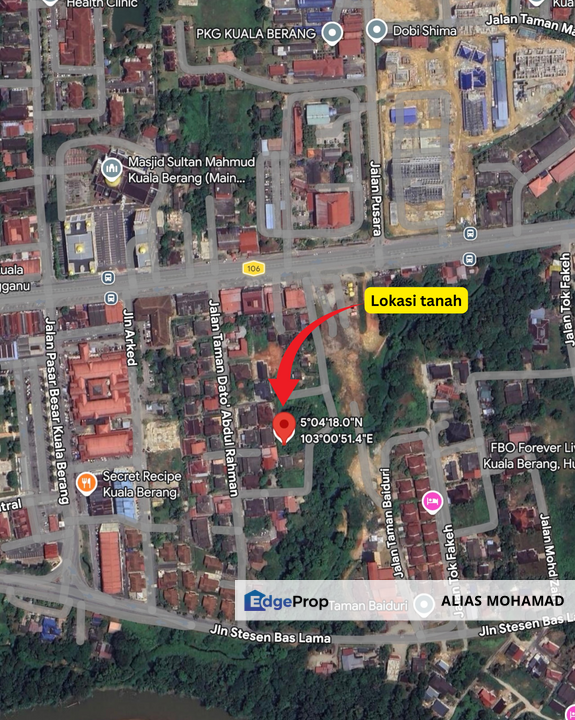 Lot Banglo Open Title bersaiz 545m²  di Pusat Bandar Kuala Berang, Terengganu, Terengganu, Kuala Berang
