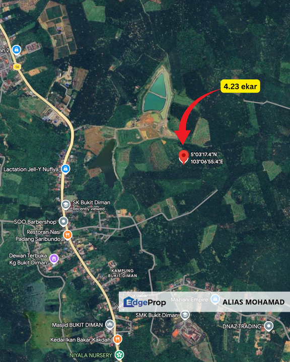 Tanah sawit 4.23 ekar di Bukit Diman, Ajil, Terengganu, Terengganu, Ajil