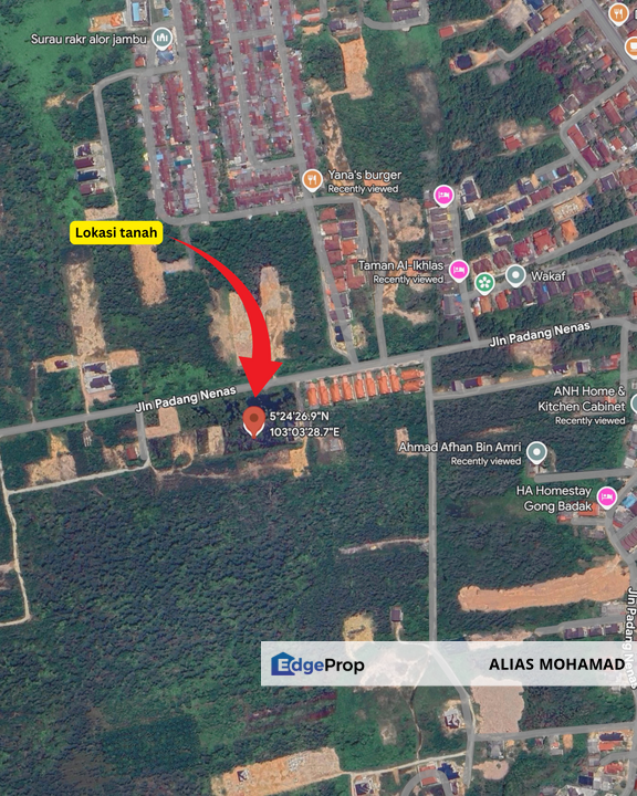 Lot Banglo bersaiz 553m² di Kg. Padang Nenas, Kuala Nerus, Terengganu, Terengganu, 