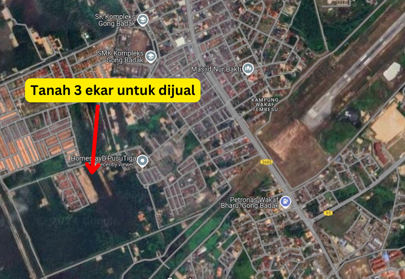 [Gred A] Tanah 3.17 ekar Di Kg Banggol Tok Jiring, Gong Badak, Terengganu berdekatan Airport