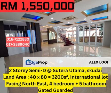 Taman Sutera Utama Double Storey Semi Detached House For Sale Nusa Bestari Bukit Indah Tun Aminah Mutiara Rini , Johor, Skudai