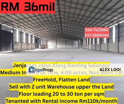 Jenjarom Jalan Klang Banting 4.08 Acres Mediun Industry Detached Factory For Sale Kuala Landsat Pekan Tanjong Duabelas, Selangor, Jenjarom