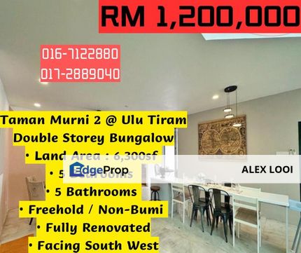 Taman Bukit Tiram Jalan Murni 2 Double Storey Bungalow House For Sale Desa Cmerlang , Johor, Ulu Tiram