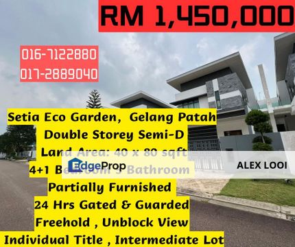 Setia Eco Garden Jalan Laman Setia 1/x 2 Storey Semi D House For Sale Nusaria Nusa Perintis Nusa Bayu , Johor, Gelang Patah