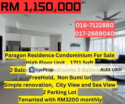 Paragon Residences 4+1 Bed 5 Bath Condominium Unit For Sale Danga Bay Country Garden R&F Princess Cove , Johor, Johor Bahru