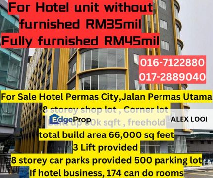 Permas Jaya 8 Storey Shop Lot Budget Hotel For Sale , Johor, Johor Bahru