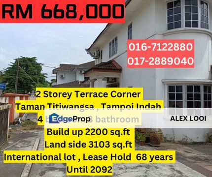 Taman Tampoi Indah Jalan Titiwangsa 2 Storey Corner House For Sale Perling Skudai Bukit Mewah Johor Bahru, Johor, Tampoi