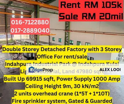 Kulai Indahpura Industrial Park 2 Storey Detached Factory For Rent Senai Bandar Putra Johor Bahru, Johor, Kulai