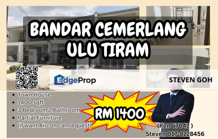 Bandar Cemerlang Townhouse For Rent , Johor, Ulu Tiram