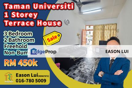 For Sale / Taman Universiti / Single Storey Terrace House / Freehold, Johor, Skudai