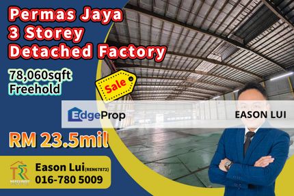 Permas Jaya / 3 Storey Detached Factory / Freehold, Johor, Masai