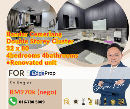 For sales/ Bandar Cemerlang/ 2 Storey Cluster/ 32 x 80/ renovated unit, Johor, Ulu Tiram