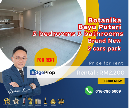 For Rent/ Botanika @ Taman Bayu Puteri (Dual Key Unit)/ 3 bedrooms 3 bathrooms/ Partial furnish, Johor, Johor Bahru