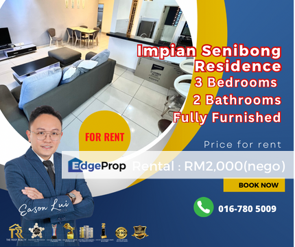 For rent   Block B3 , Impian Senibong Residence, 3bedrooms 2bathrooms with balcony , Johor, Permas Jaya/Senibong