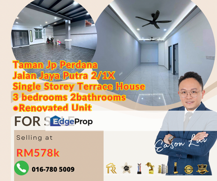 For sales/ Taman Jp Perdana Jalan Jaya Putra 2/1X Single Storey Terrace House 3 bedrooms 2bathrooms •Renovated Unit, Johor, Johor Bahru