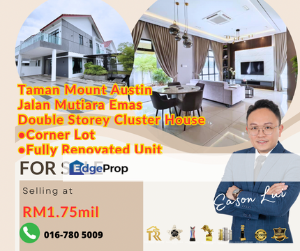 Taman Mount Austin Jalan Mutiara Emas Double Storey Cluster House •Corner Lot •Fully Renovated Unit, Johor, Johor Bahru