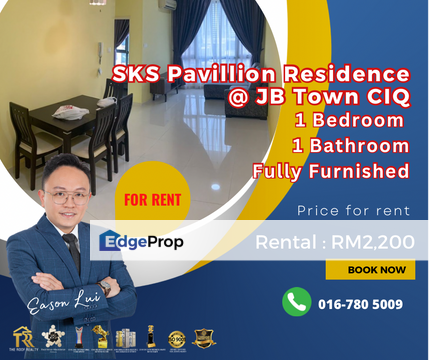 For Rent* SKS Pavillion Residence @ JB Town CIQ 1 Bedroom 1 Bathroom Fully Furnish, Johor, Johor Bahru