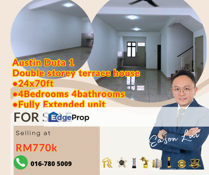 Austin Duta 1 Double storey terrace house  •24x70ft •4Bedrooms 4bathrooms •Fully Extended unit, Johor, Johor Bahru