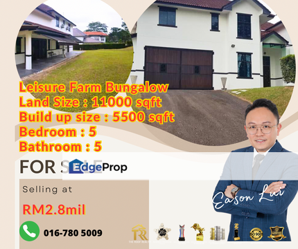 Leisure Farm Bungalow Land Size : 11000 sqft Build up size : 5500 sqft Bedroom : 5 Bathroom : 5, Johor, Gelang Patah