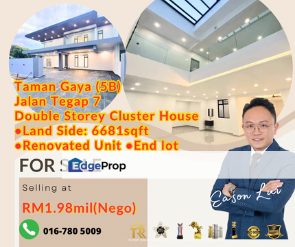 For sales/ Taman Gaya (5B)/ Jalan Tegap/2 Storey Cluster House/ fully renovated, Johor, Ulu Tiram