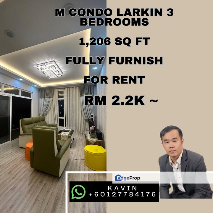 Larkin M Condo 3 Bedrooms Fully Furnish For rent for Rental RM2,200 By