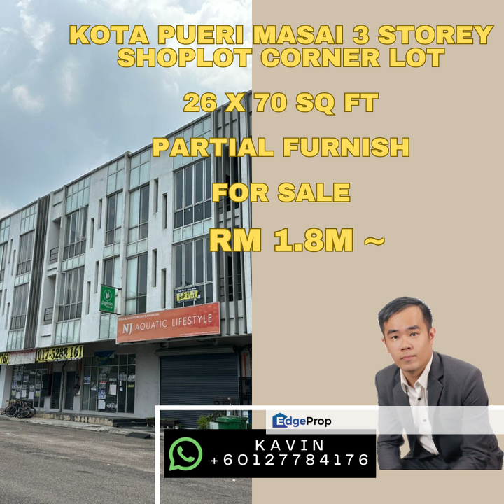 Kawasan Perindustrian Kota Puteri Masai 3 Storey Shoplot Corner lot For ...