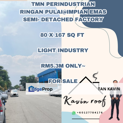 Tmn Perindustrian Ringan Pulai@Impian Emas Semi-d Factory Light industry For Sale , Johor, Skudai