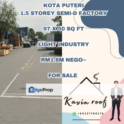 Kawasan Perindustrian Kota puteri Jln Cenderai Semi-D Factory For Sale , Johor, Masai