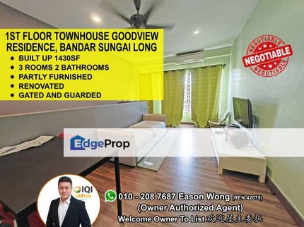 Fully Renovated, Partly Furnished, Gated Guarded, 1st Floor Townhouse, Selangor, Bandar Sungai Long