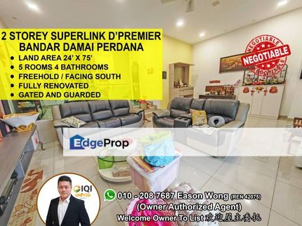 24x75 Superlink, Freehold, Fully Renovated, Gated And Guarded, Selangor, Bandar Damai Perdana