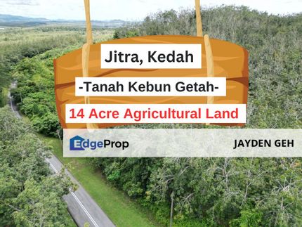 Facing Road 14 Acre Tanah Getah Agricultural Land Jitra Kedah For Sale, Kedah, Jitra