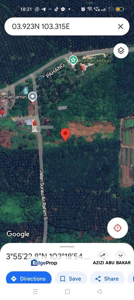 Tanah sg karang 3 ekar freehold , Pahang, Balok