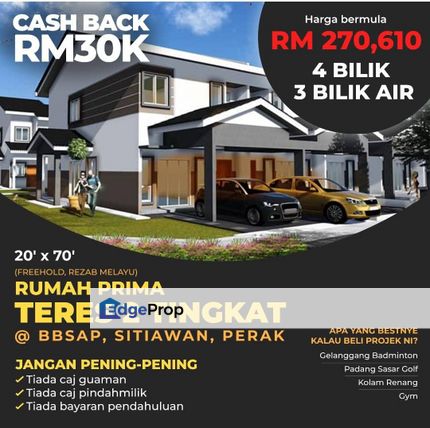 BOOKING RM100 ONLY!!! RUMAH DAH SIAP, TAK PERLU TUNGGU BERTAHUN TAHUN, Perak, Sitiawan