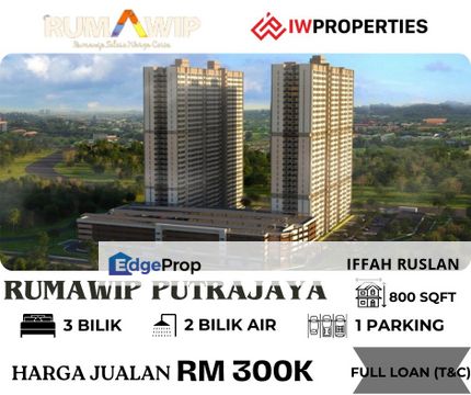 [HOT PROJECT!!]  RUMAWIP PUTRAJAYA Presint 7, RM300K SAHAJA !!! [ Boleh jalan kaki ke stesen MRT ], Selangor, Putrajaya