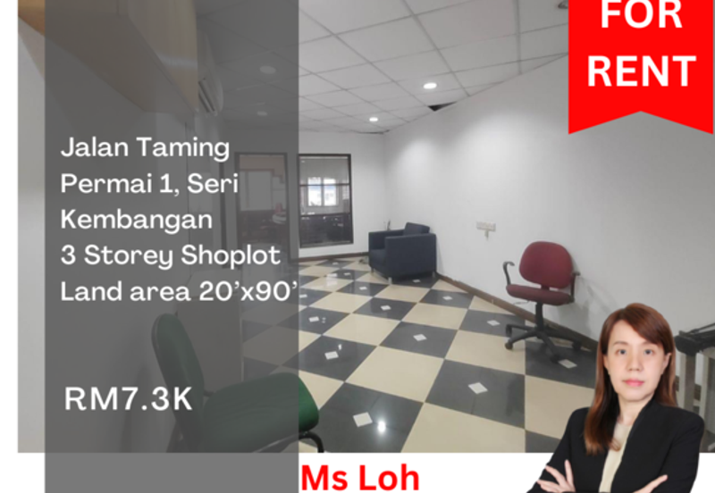 Jalan Taming Permai 1 Seri Kembangan 3 Storey Shoplot for Rent