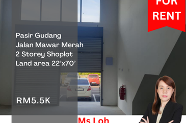 Pasir Gudang Jalan Mawar Merah Brand New 2 Storey Shoplot for Rent
