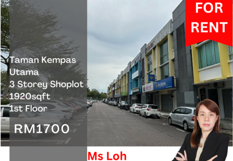 Kempas Utama Main Road Shop for Rent