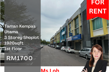 Kempas Utama Main Road Shop for Rent