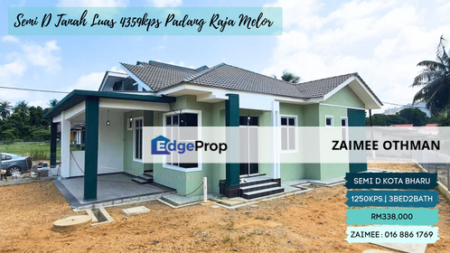 RUMAH SEMI D SATU TINGKAT TANAH LUAS 4359KPS DI PADANG RAJA, MELOR KOTA BHARU UNTUK DIJUAL, Kelantan, Kota Bharu