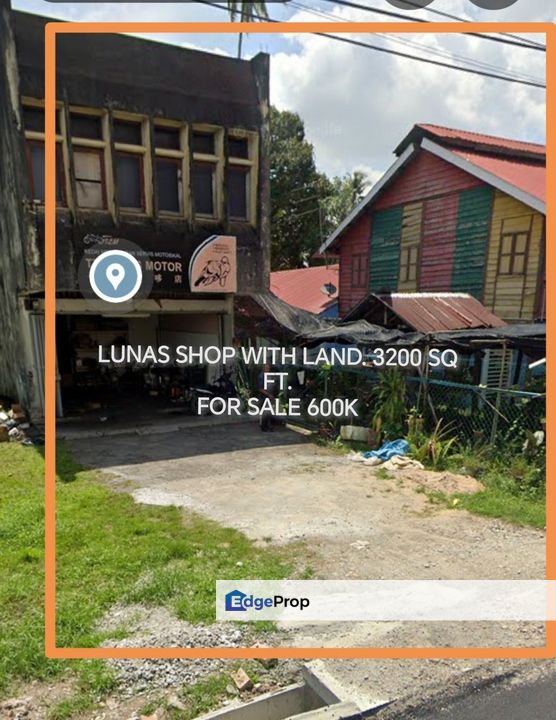 Kedai dengan tanah tepi untuk dijual. Pekan Lunas ke Ara Kuda, Kedah, Kulim