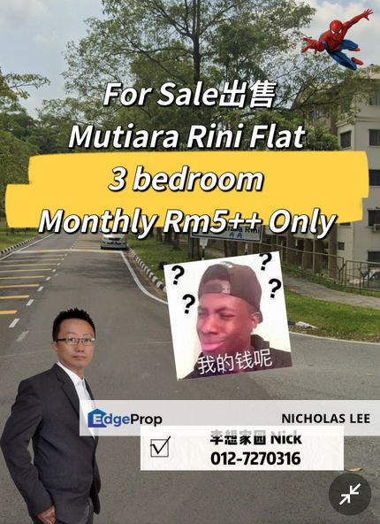 Full Loan Mutiara Rini Flat  for sale , Johor, Skudai