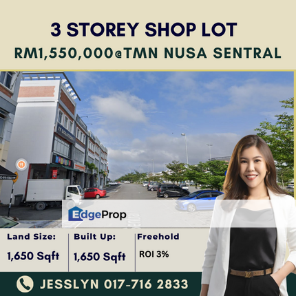 Taman Nusa Sentral, 3 Storey Shop Lot For Sale, Johor, 