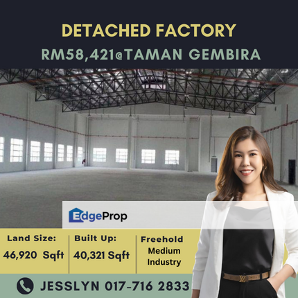 Taman Gembira, Detached Factory For Rent, Johor, Tampoi