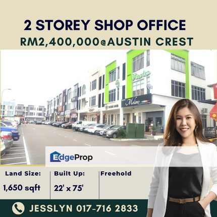 Emerald Austin Crest Phase 1, 3 Storey Shop Office For Sale, Johor, Johor Bahru