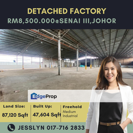 Senai III, Detached Factory ROI 7.7% For Sale, Johor, Senai